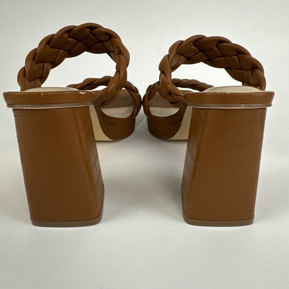 Cushionaire 4" Heel Slide Sandal Women's Size 6.5 Open Square Toe Brown‎ Braided - Picture 4 of 10